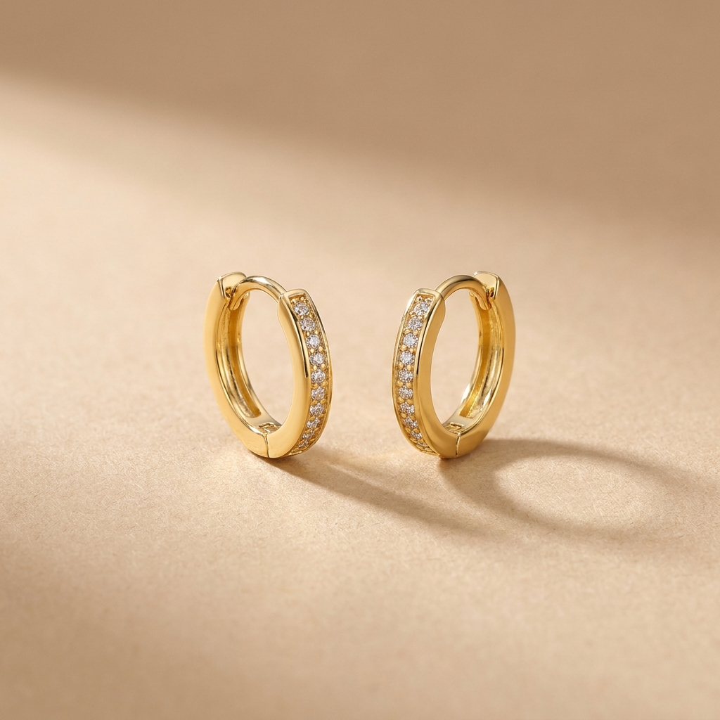 Gold CZ Huggie Hoops