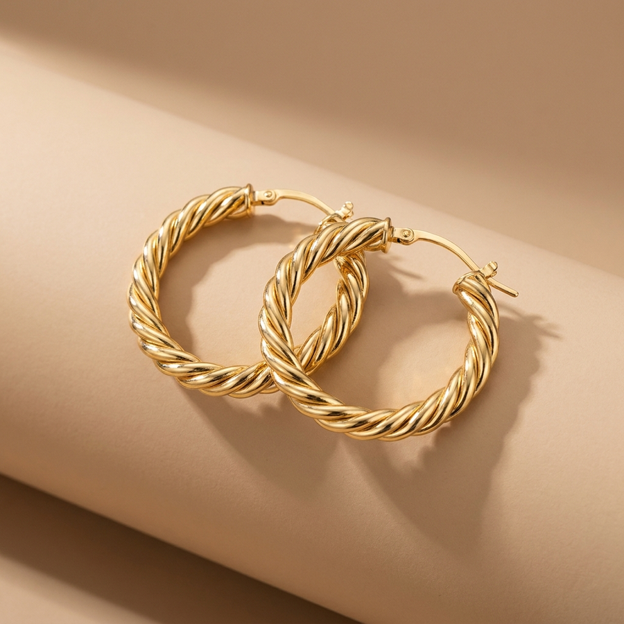 Twisted Gold Hoop Earrings