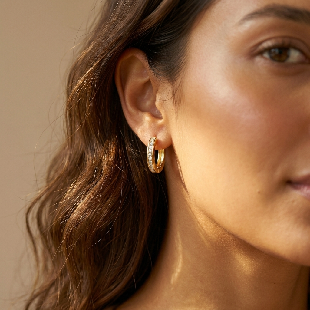 Gold CZ Huggie Hoops