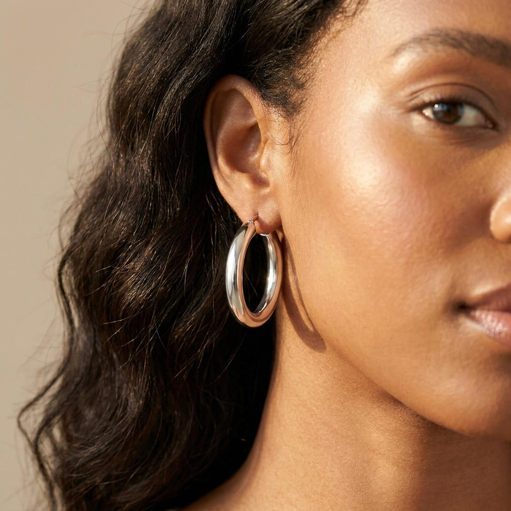 Chunky Silver Hoop Earrings