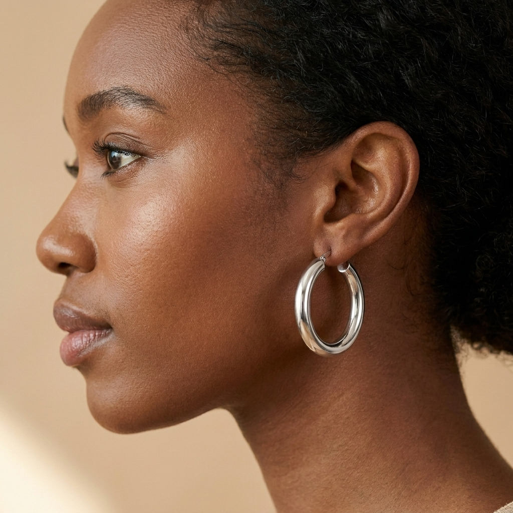 Chunky Silver Hoop Earrings