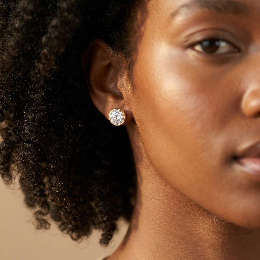 Gold CZ Stud Earrings