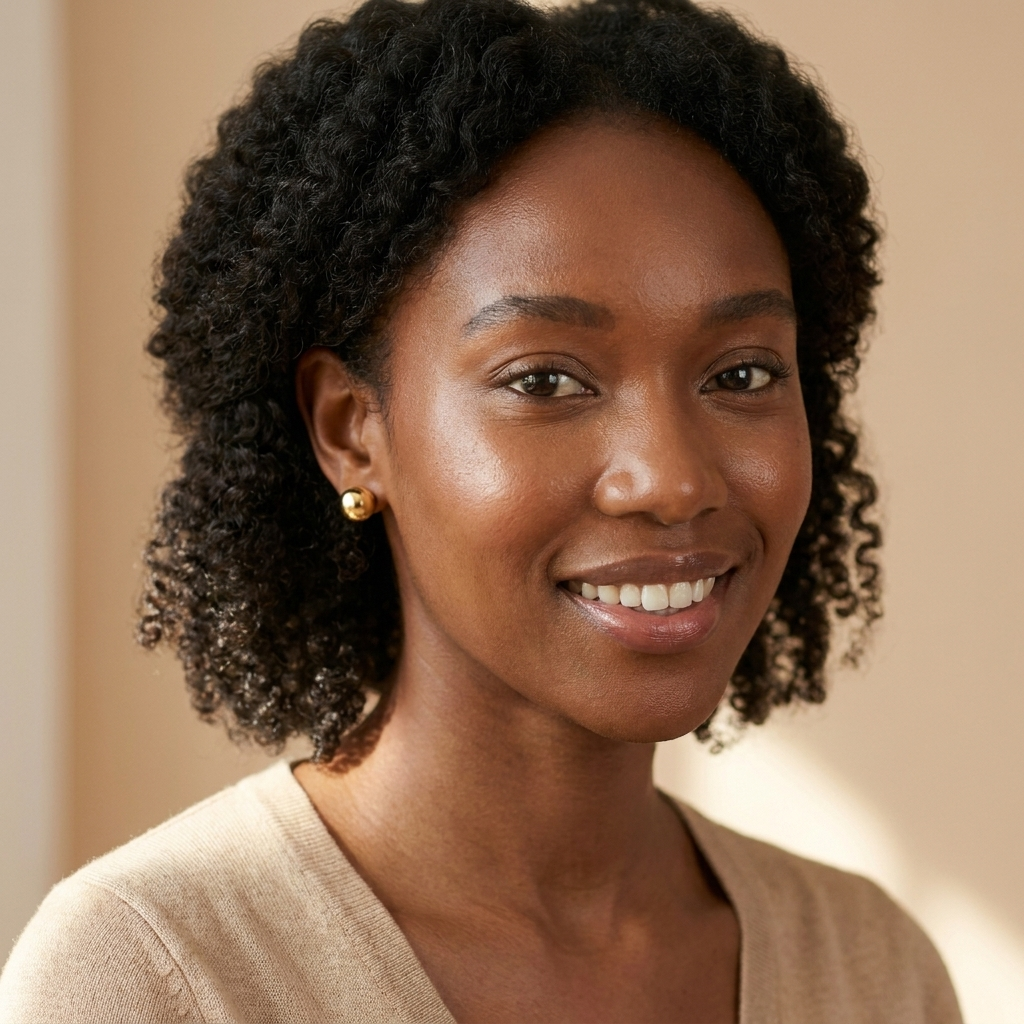 Woman wearing gold ball stud earrings — everyday waterproof studs