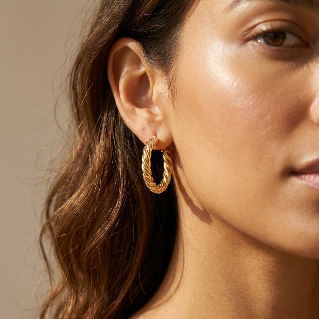 Twisted Gold Hoop Earrings
