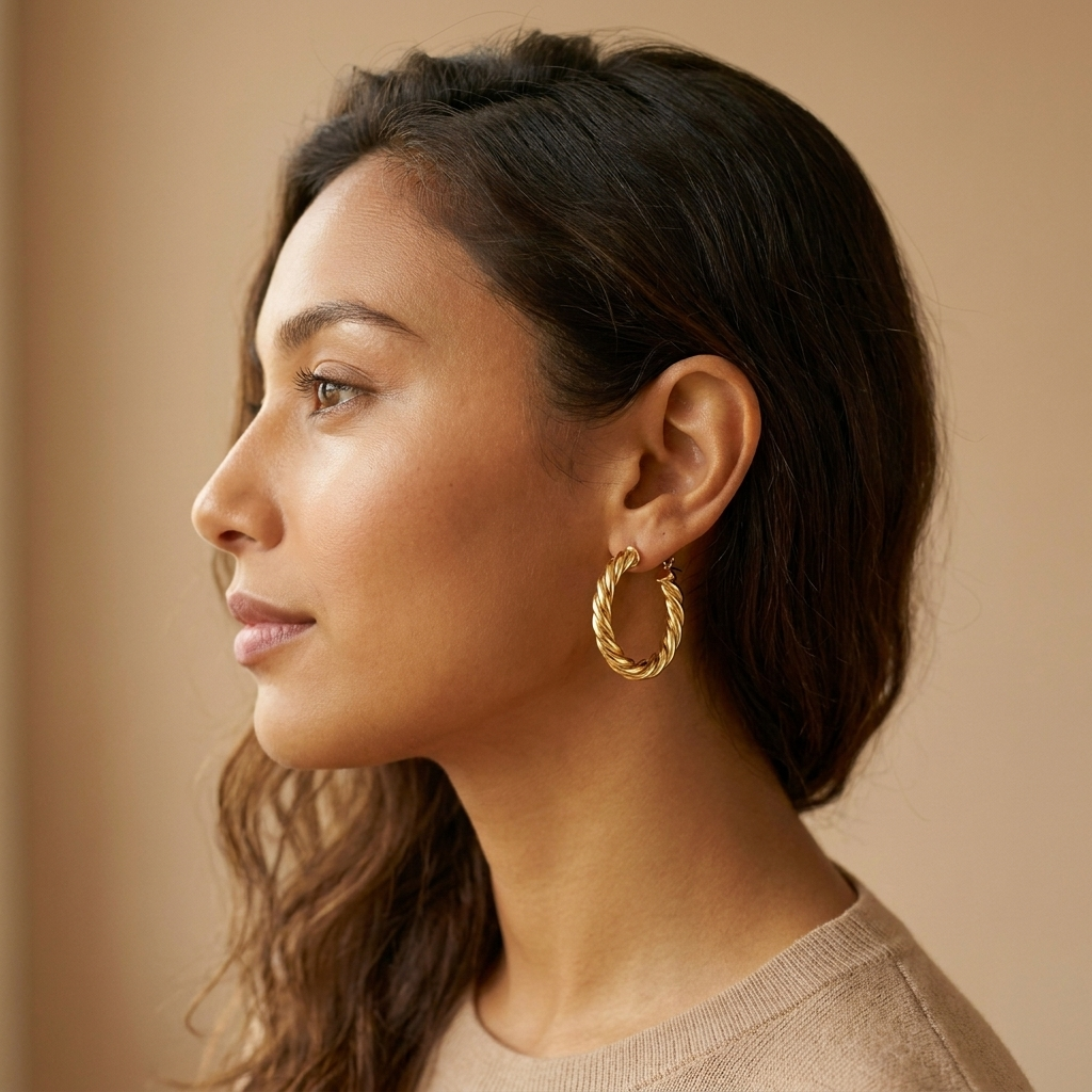 Twisted Gold Hoop Earrings