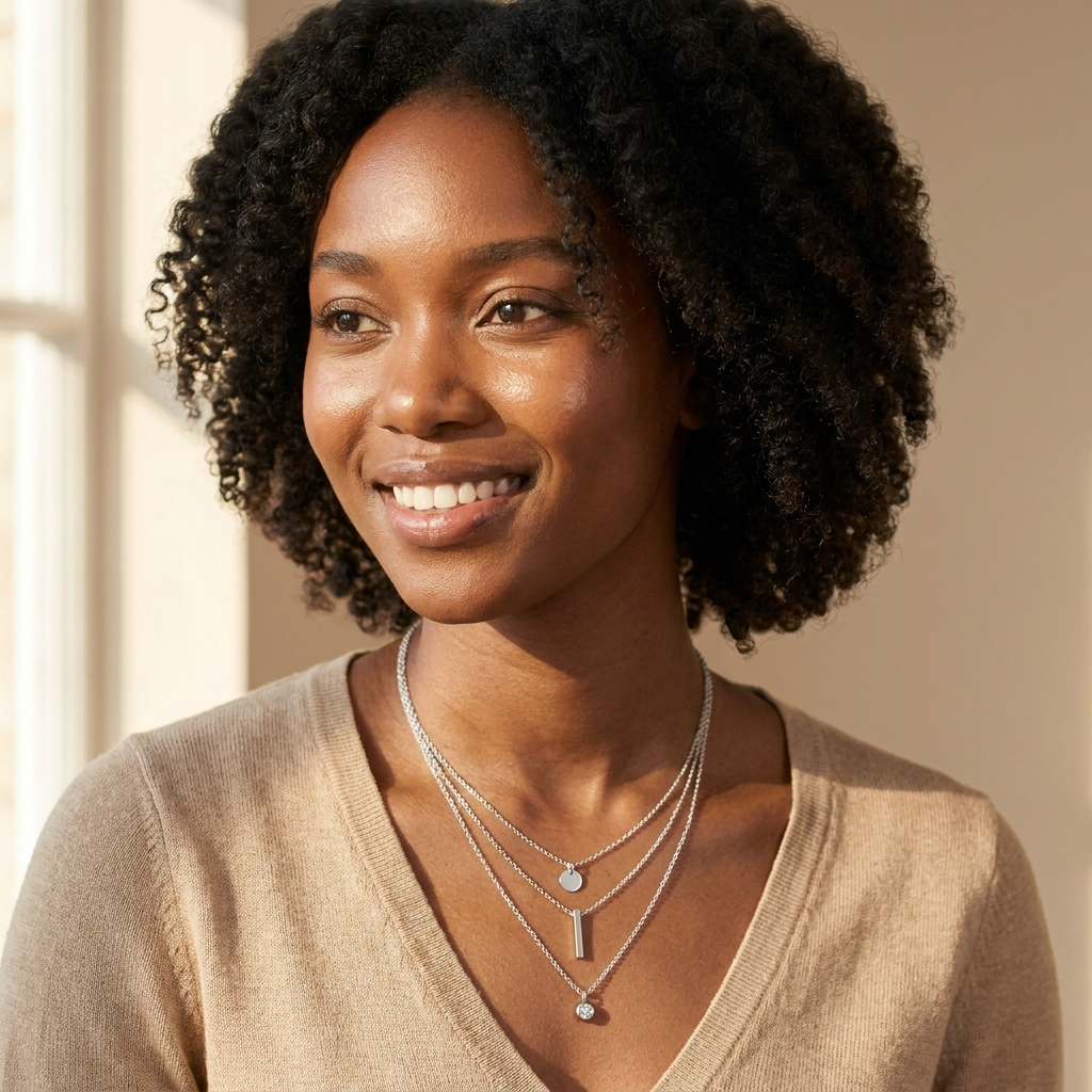 Silver Layered Necklace Set