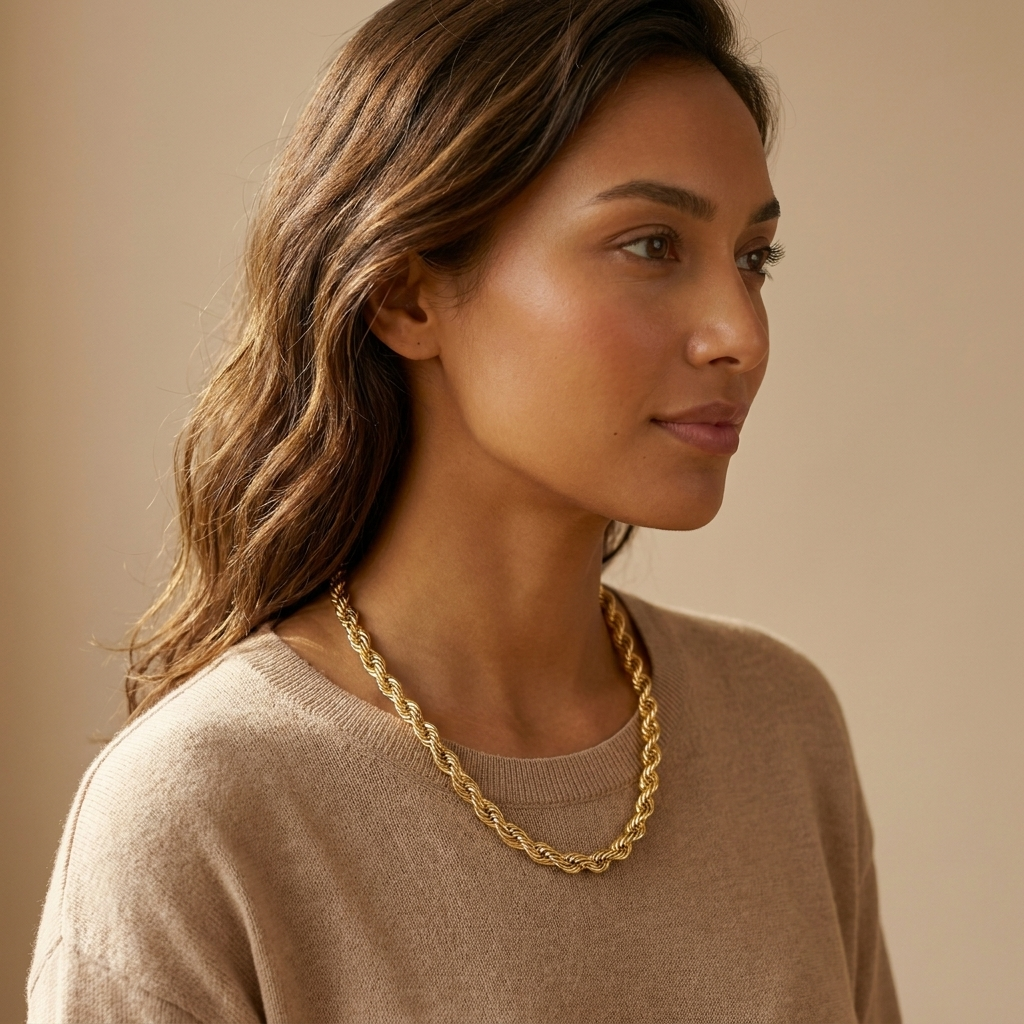 Gold Rope Chain Necklace