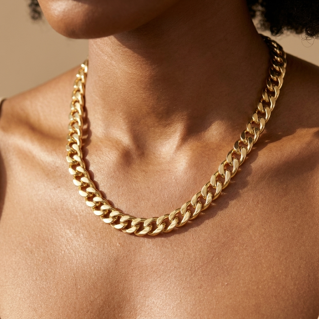 Gold Curb Chain Necklace