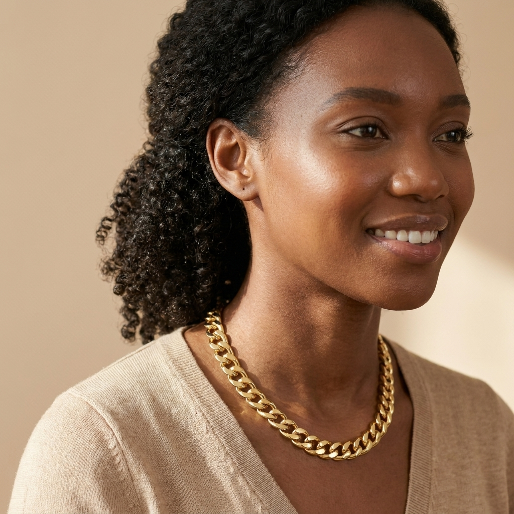 Gold Curb Chain Necklace