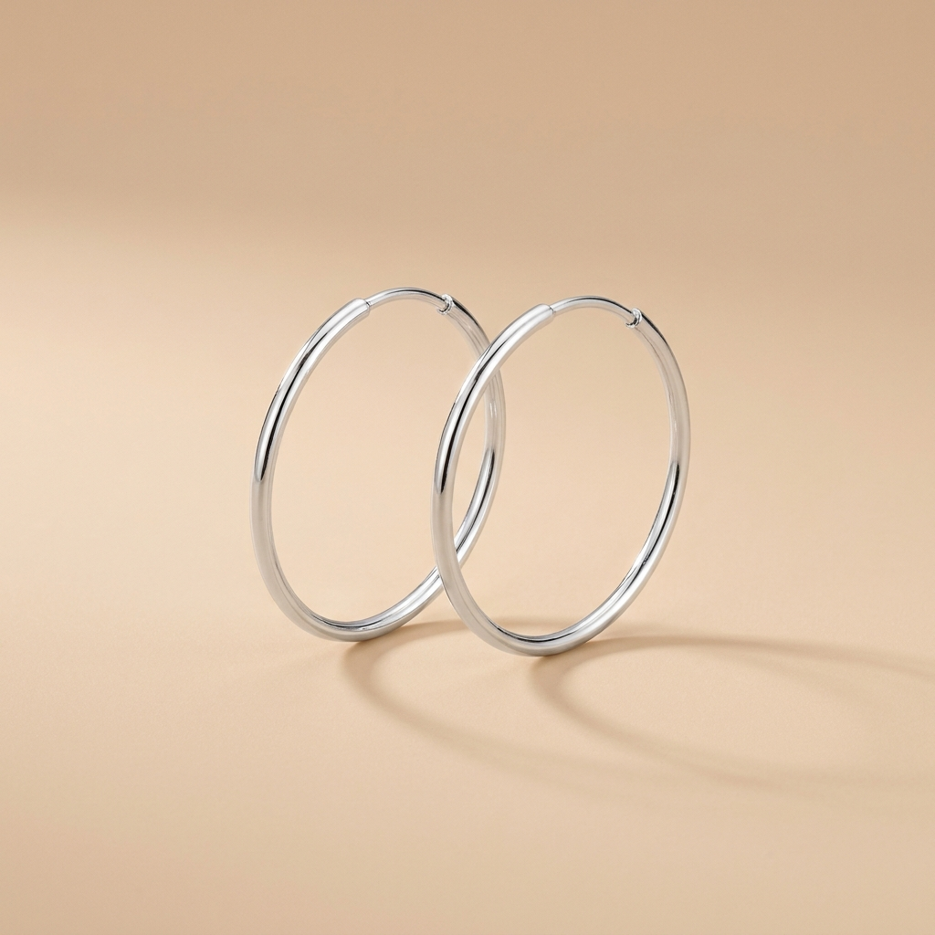 Silver Thin Hoop Earrings