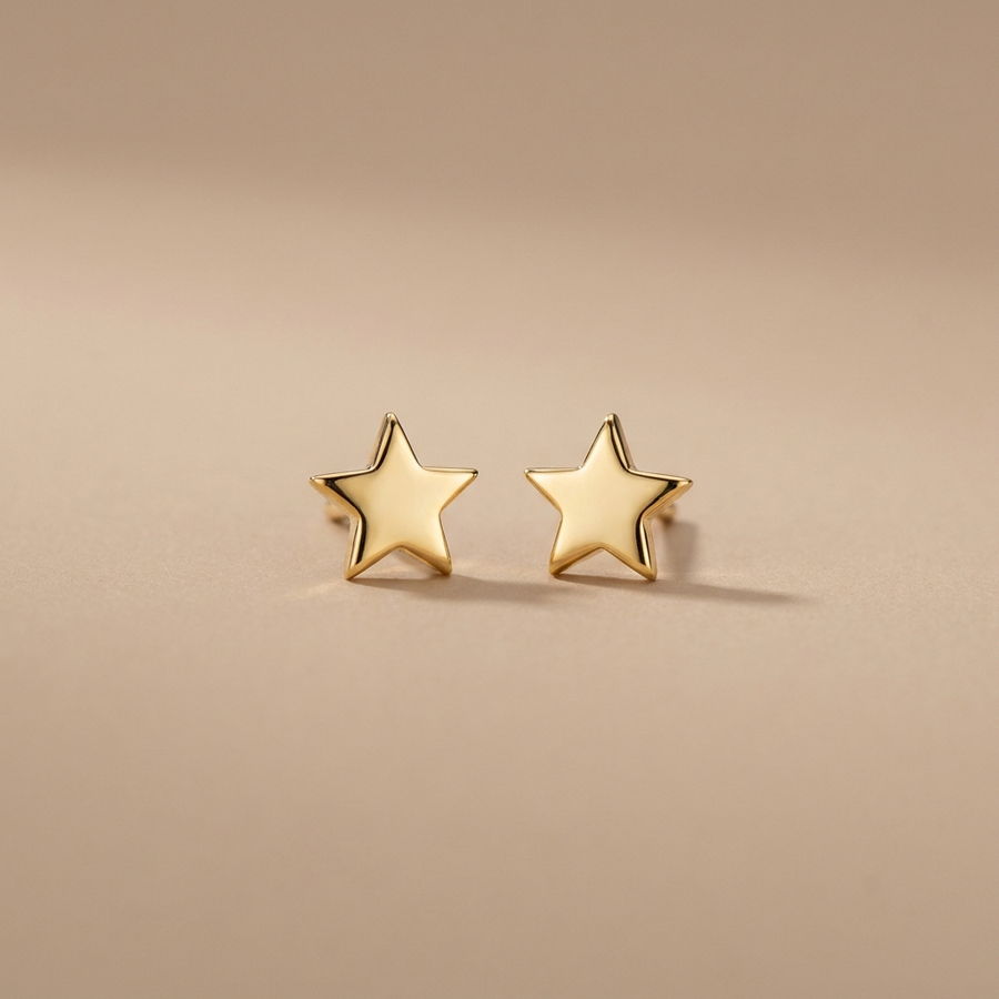 Gold Star Stud Earrings