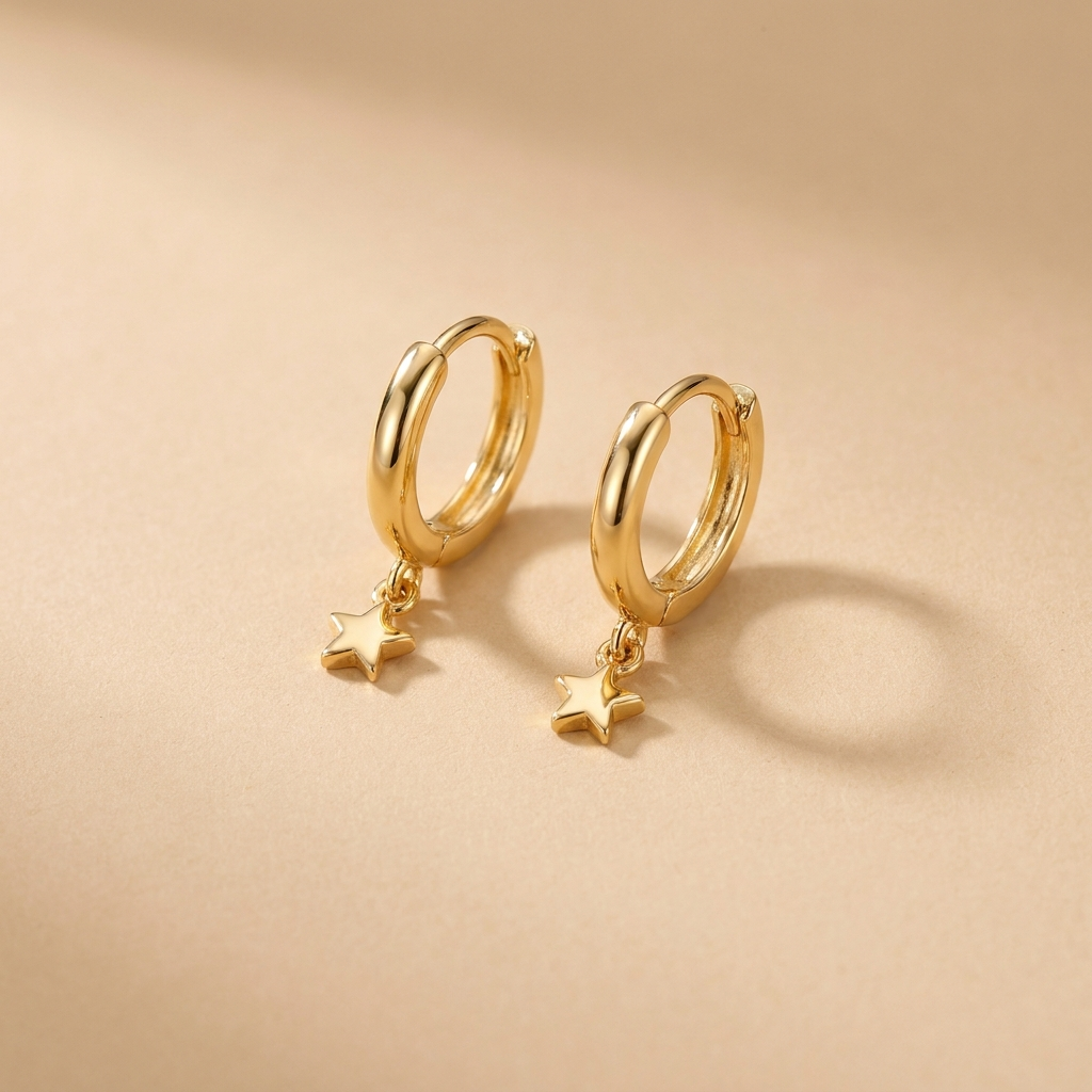Gold Charm Huggie Hoops