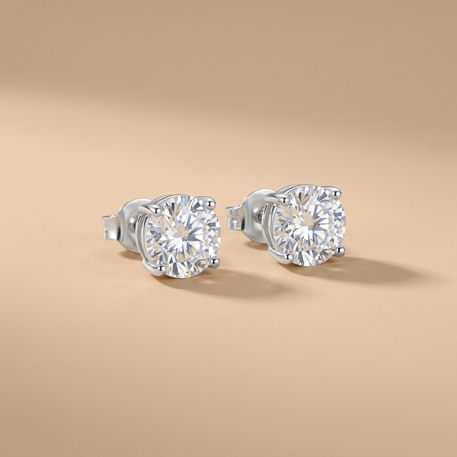 Silver CZ Stud Earrings