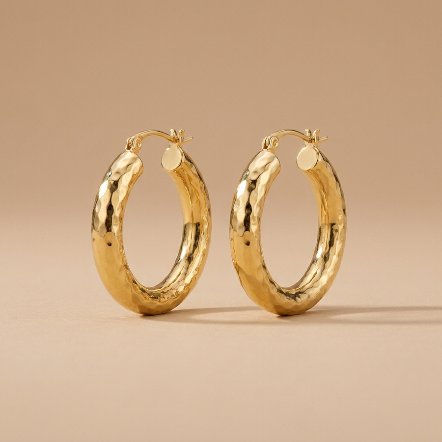 Textured Gold Hoop Earrings