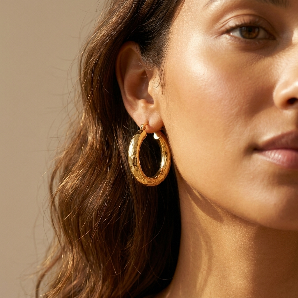 Textured Gold Hoop Earrings