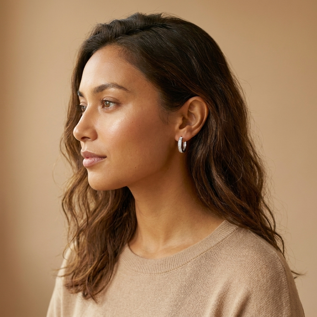 Silver CZ Huggie Hoops
