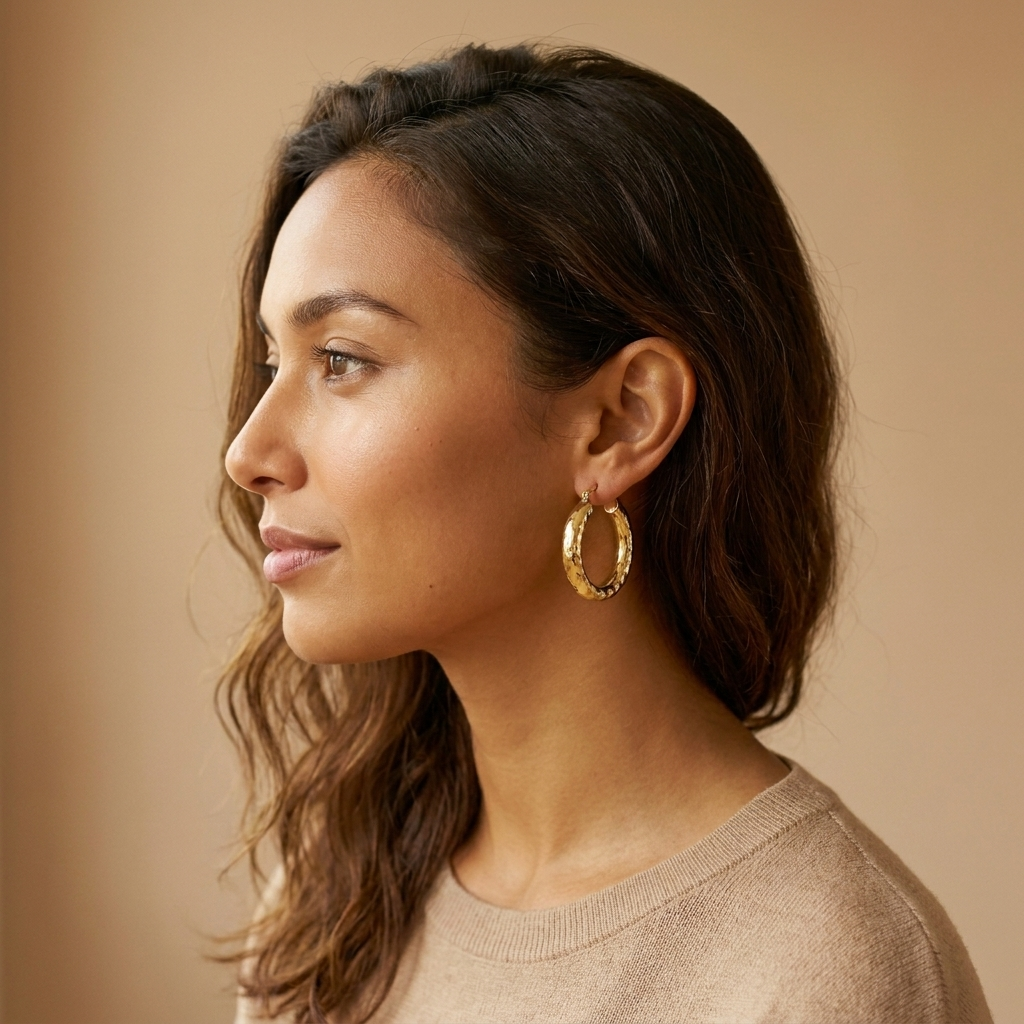 Textured Gold Hoop Earrings
