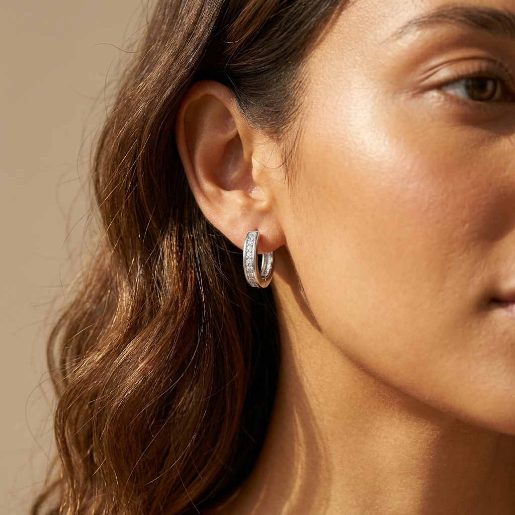 Silver CZ Huggie Hoops