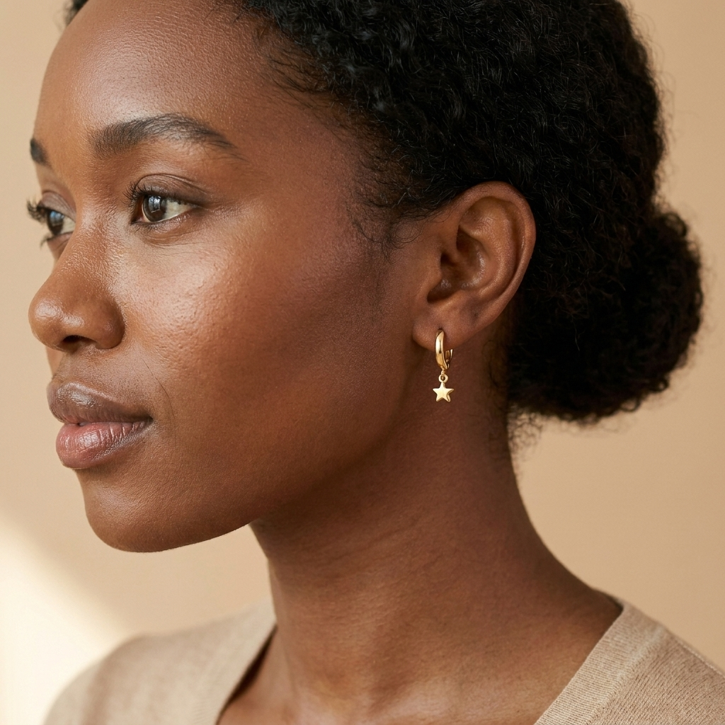 Gold Charm Huggie Hoops