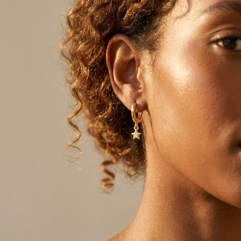 Gold Charm Huggie Hoops