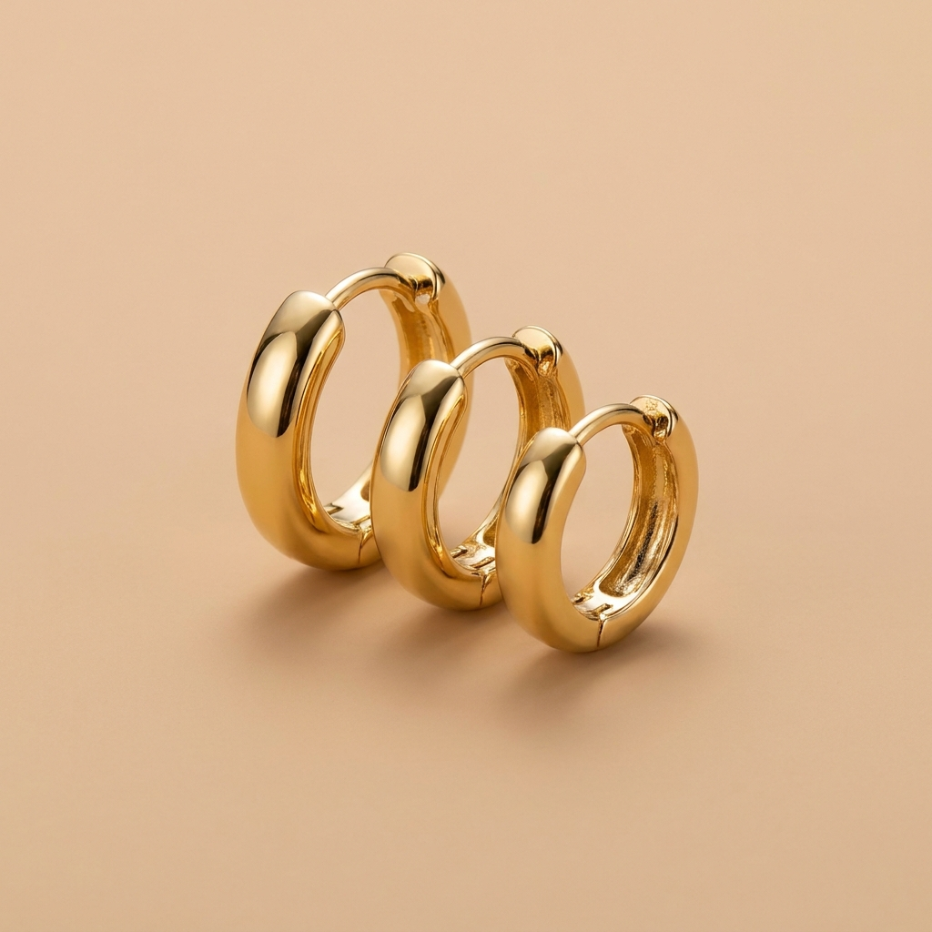 Gold Huggie Hoop Trio Set