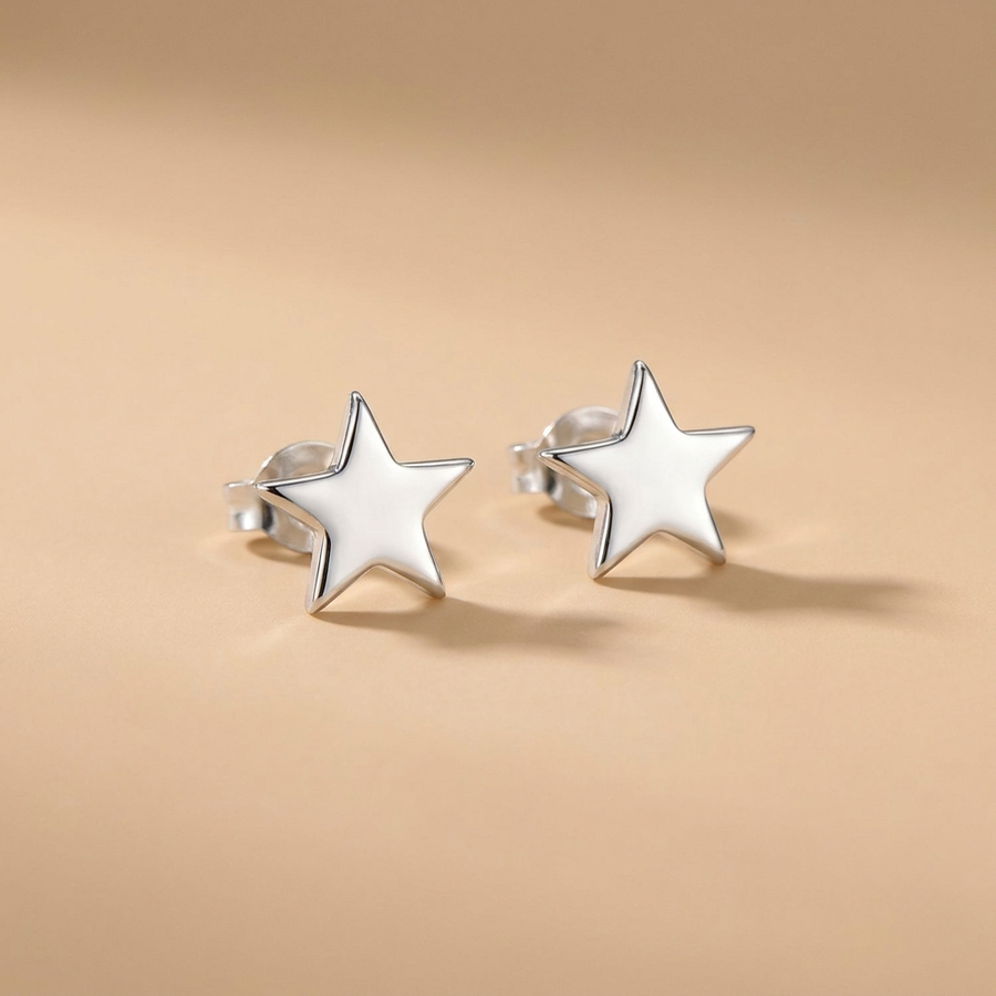 Silver Star Stud Earrings