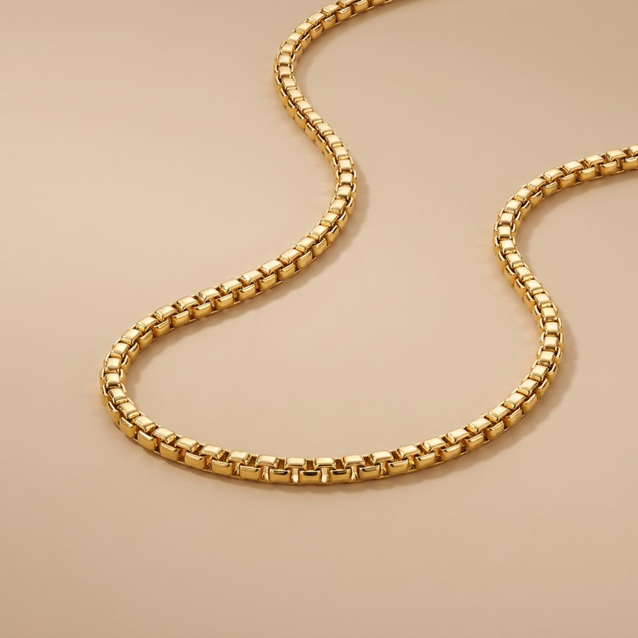 Gold Box Chain Necklace