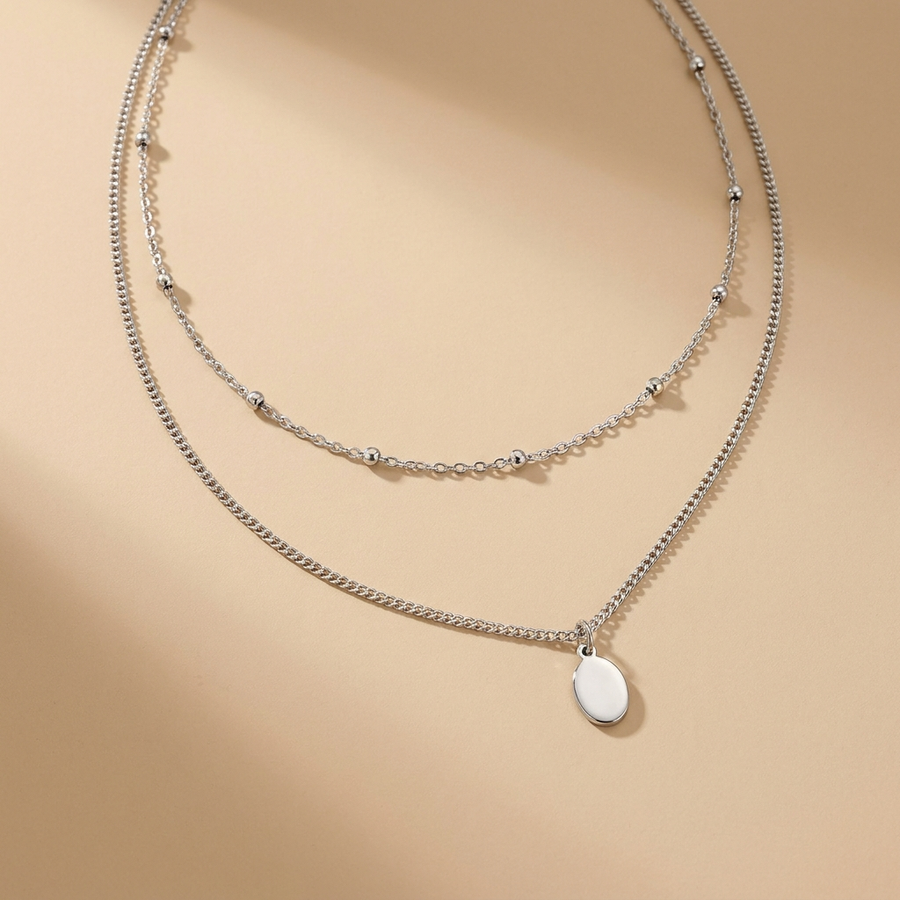 Silver Layered Pendant Necklace