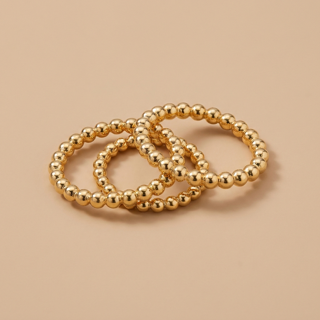 Gold Beaded Ring Set