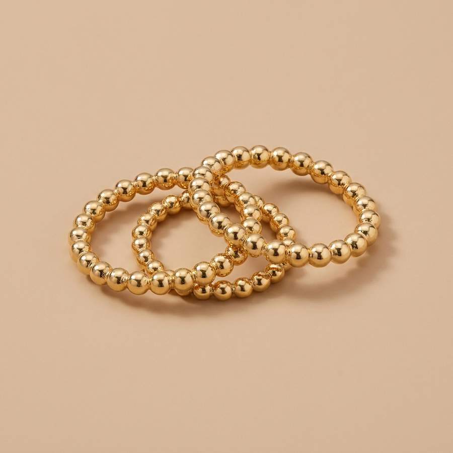 Gold Beaded Ring Set