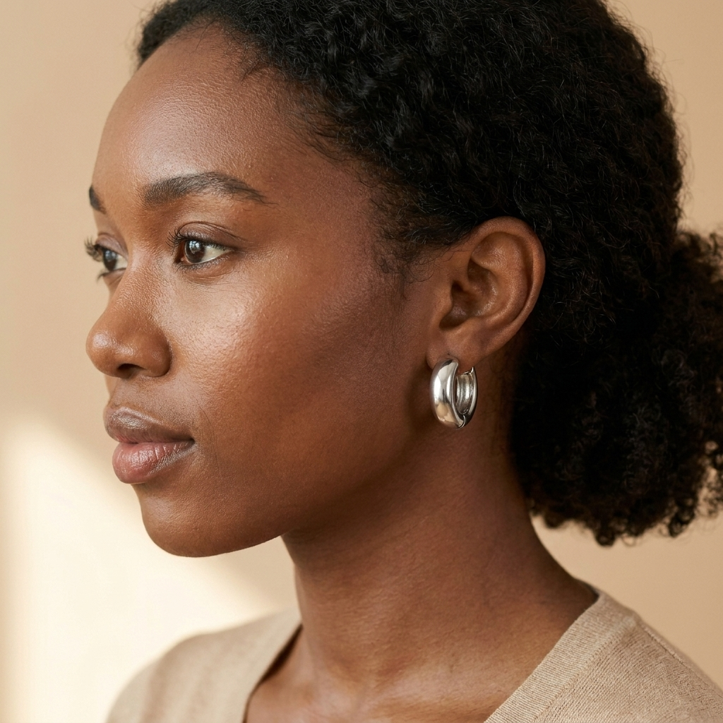 Silver Chunky Huggie Hoops