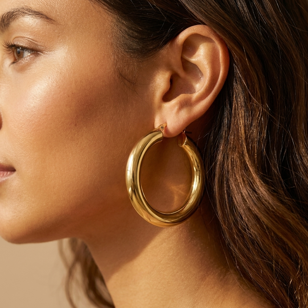 Gold XL Chunky Hoop Earrings