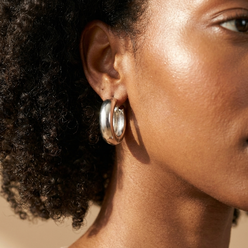 Silver Chunky Huggie Hoops