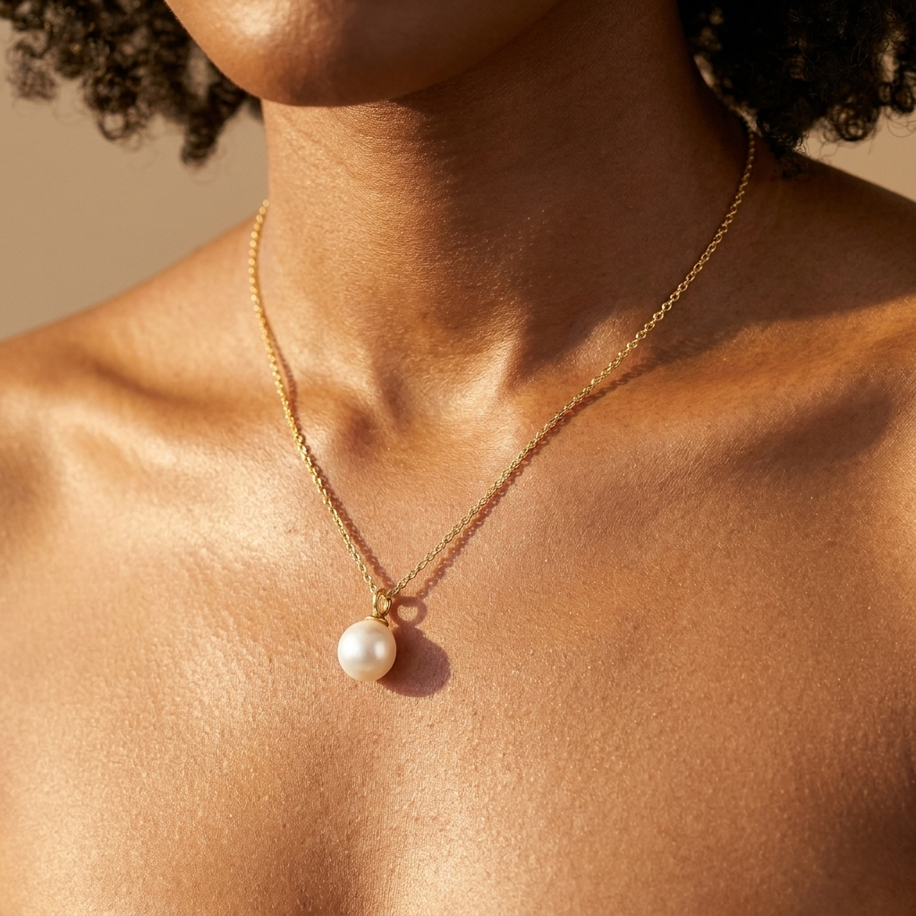 Gold Pearl Pendant Necklace