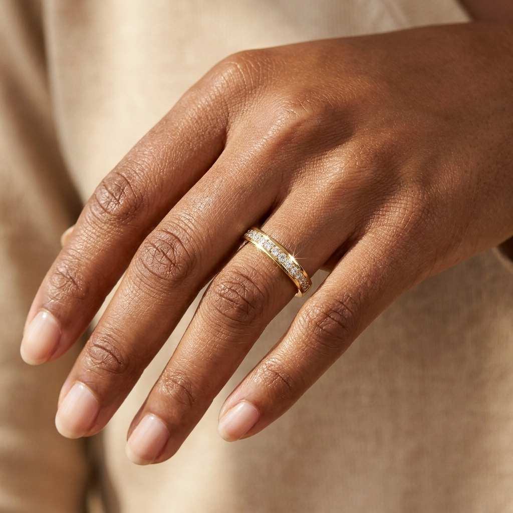 Gold CZ Band Ring