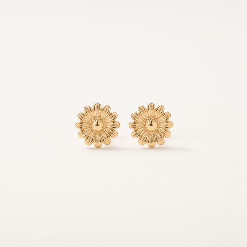 Gold Flower Stud Earrings product studio shot