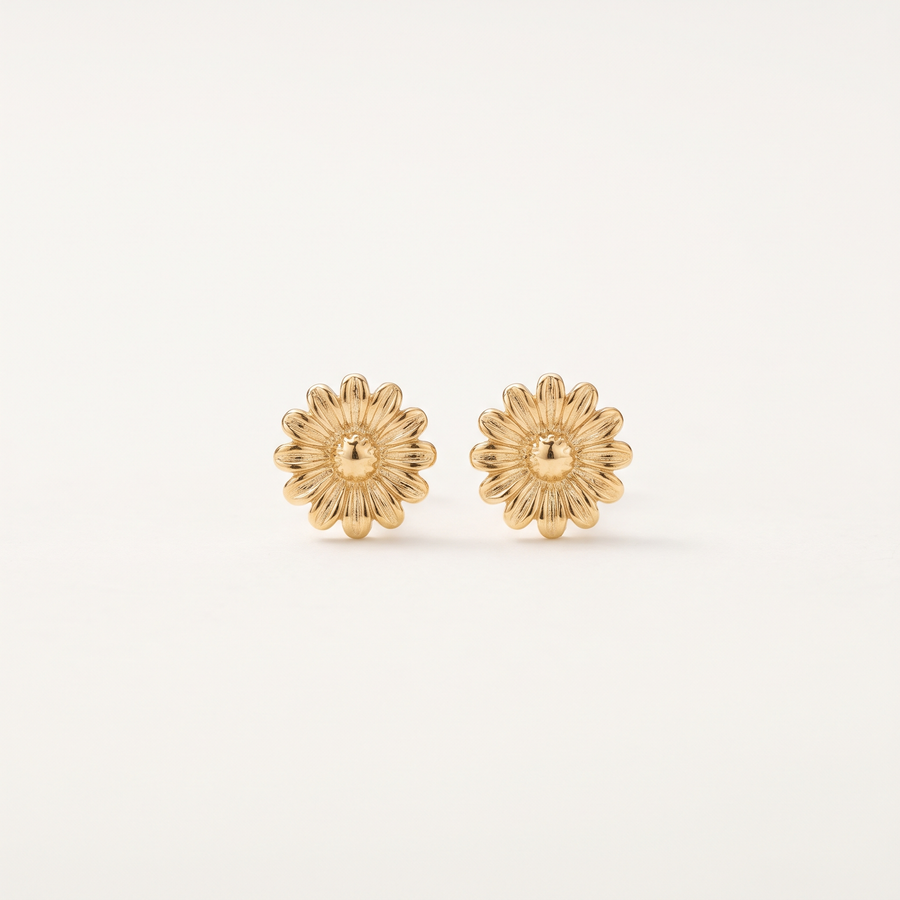 Gold Flower Stud Earrings