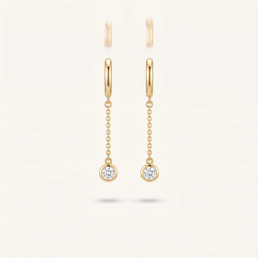 Gold CZ Drop Earrings