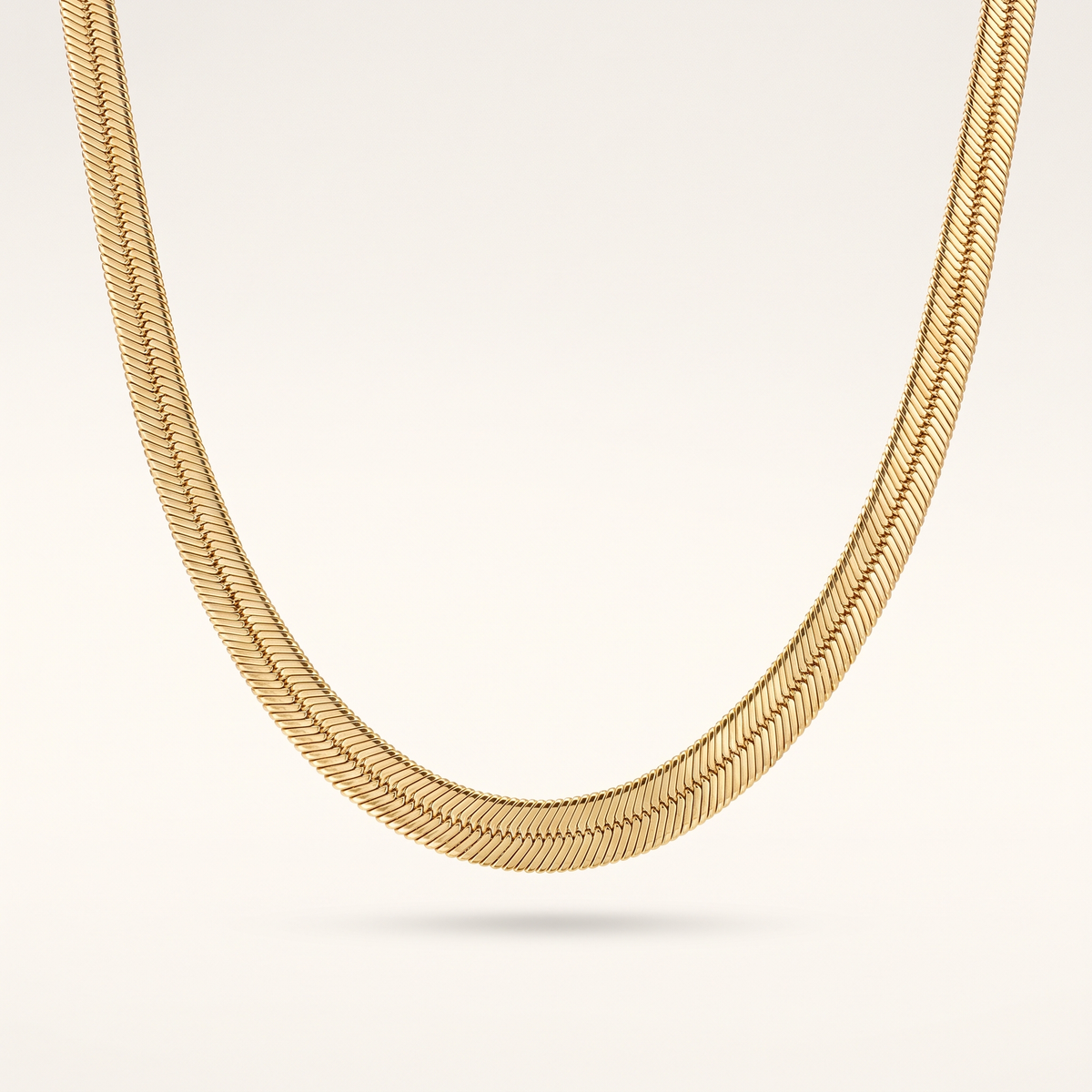 Gold Herringbone Chain Necklace