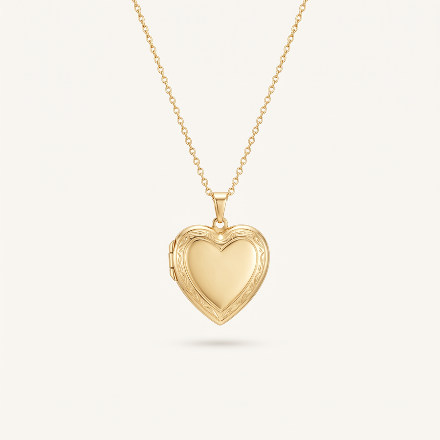 Gold Heart Locket Necklace