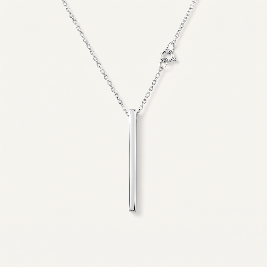 Silver Bar Pendant Necklace