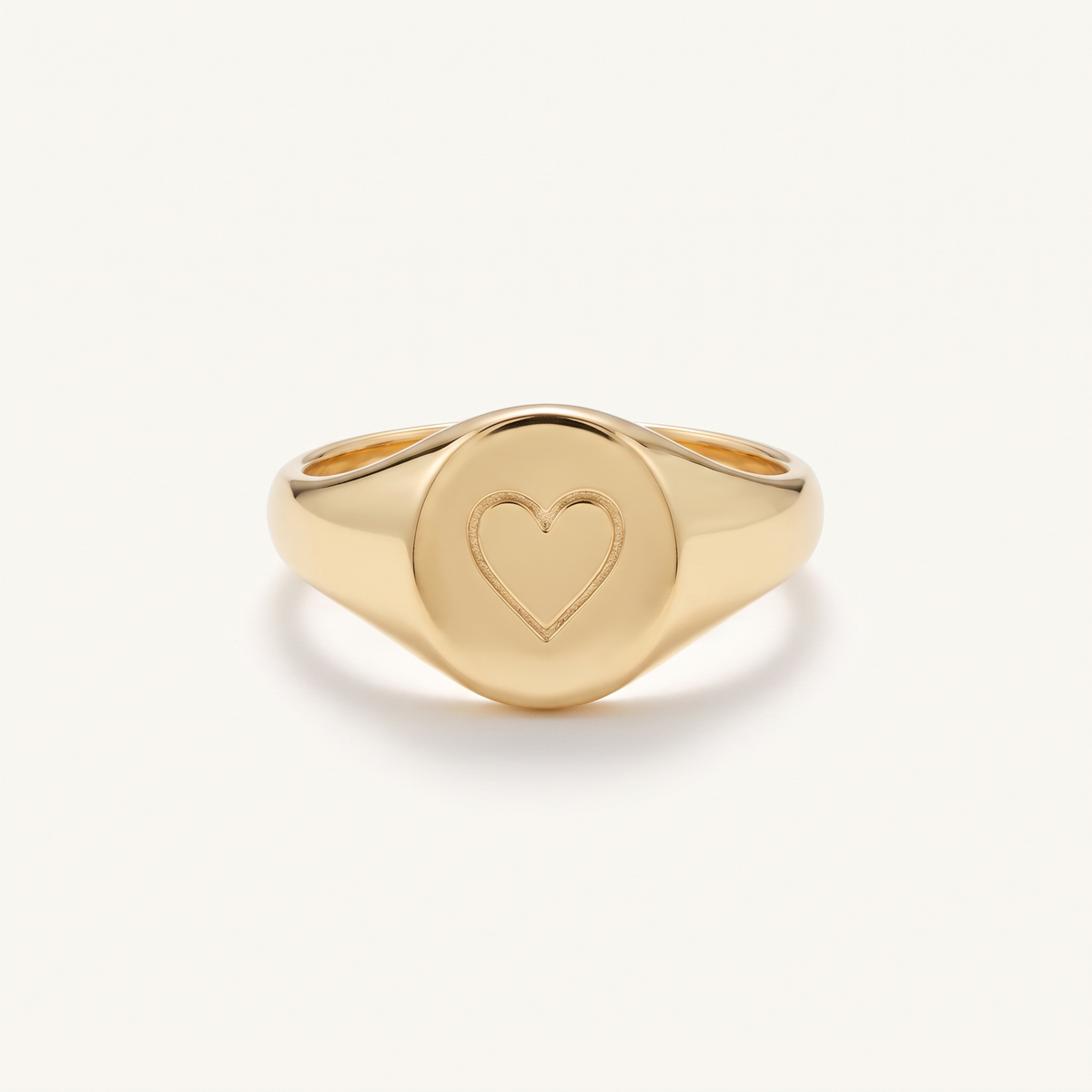 Gold Heart Signet Ring