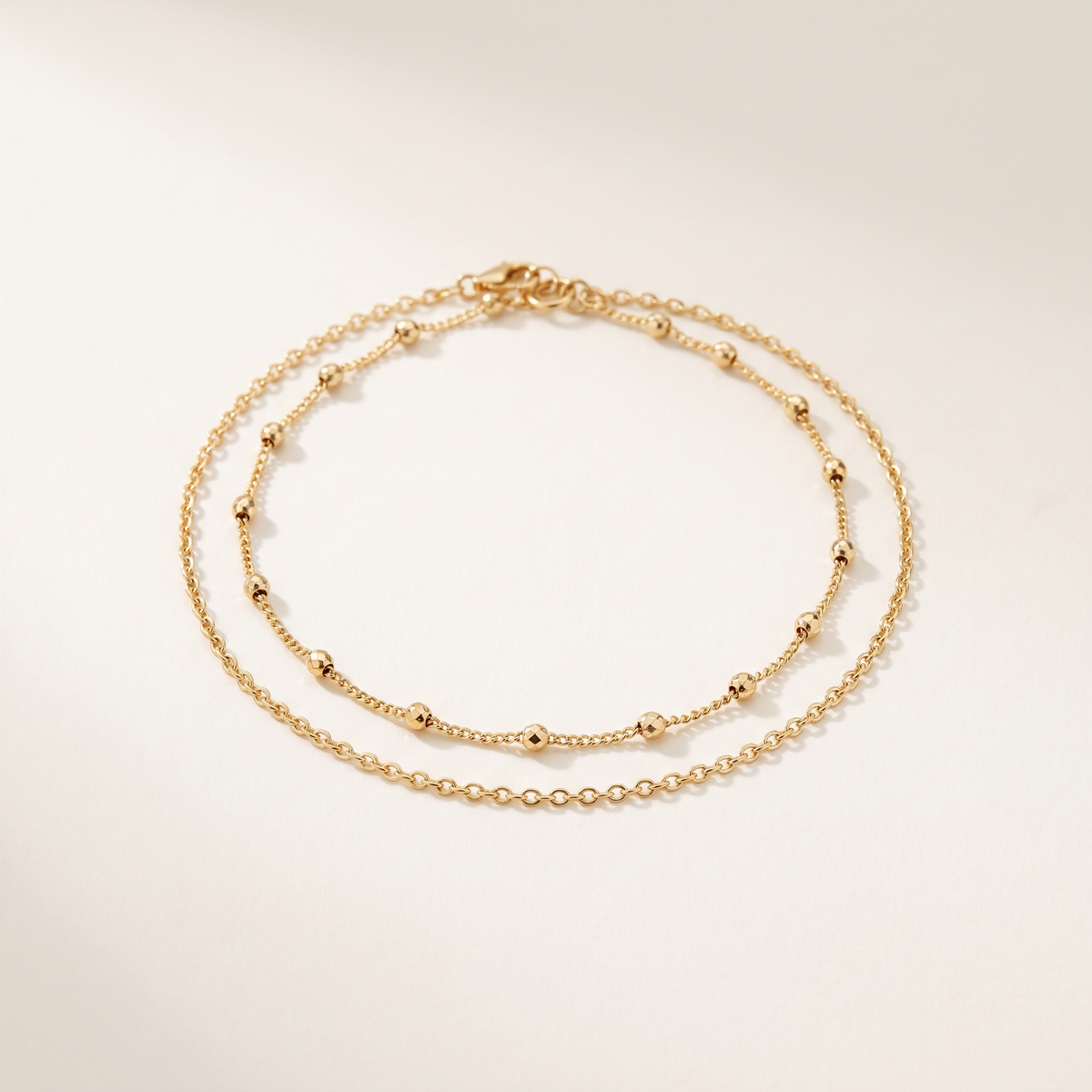 Gold Beaded Anklet Set