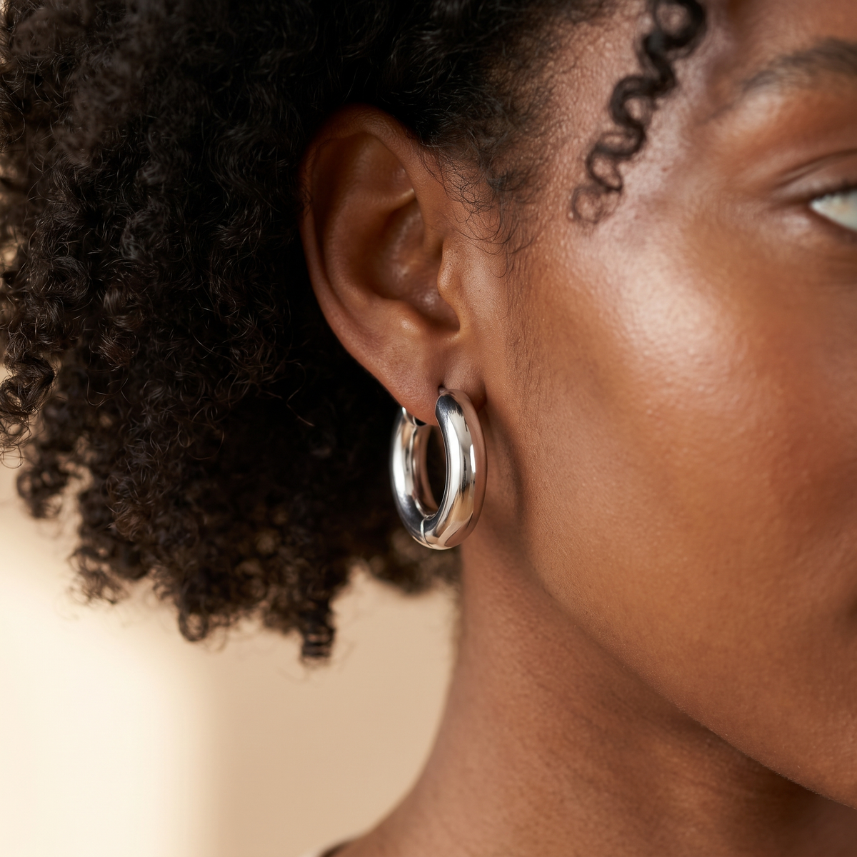 Silver Chunky Hoop Earrings