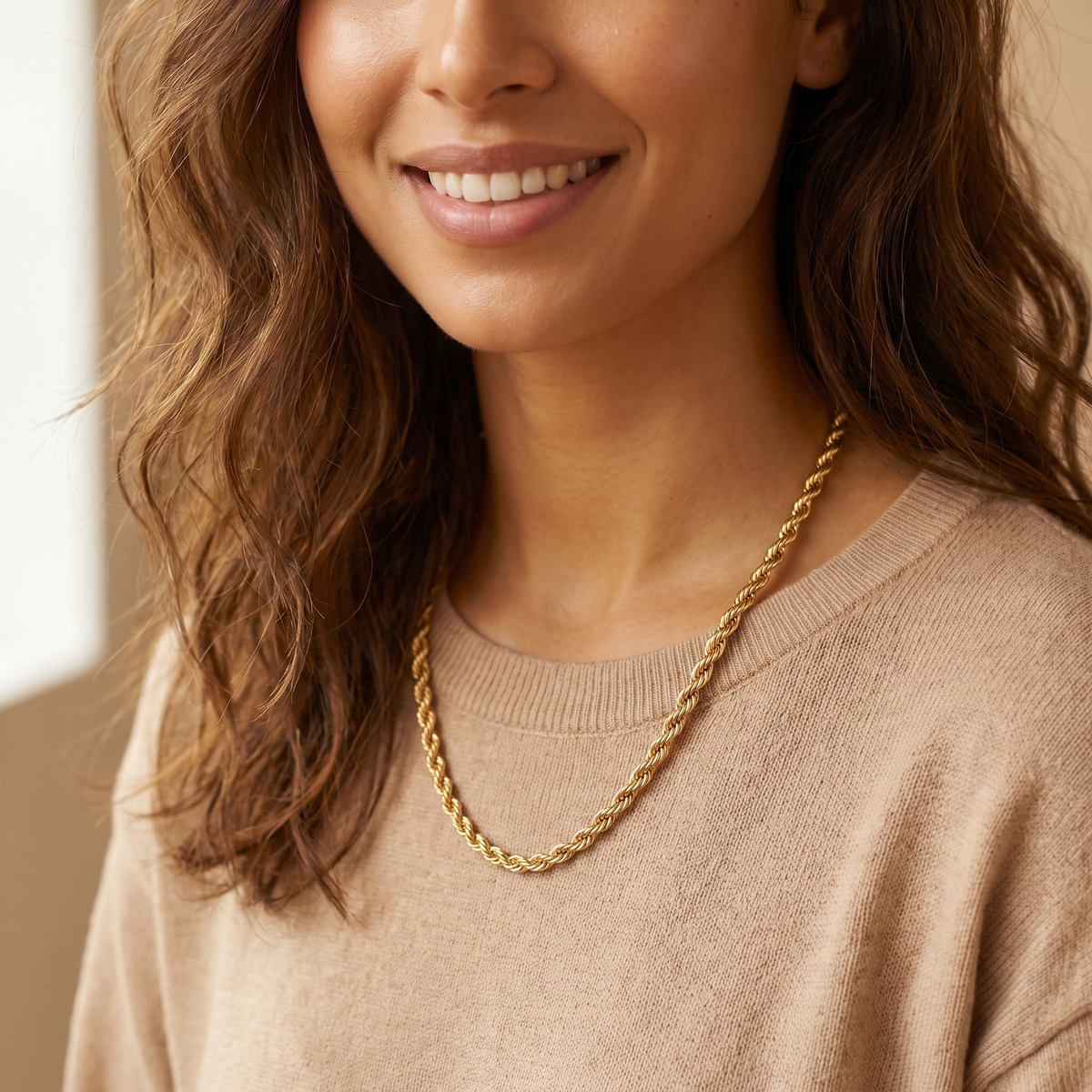 Gold Rope Chain Necklace