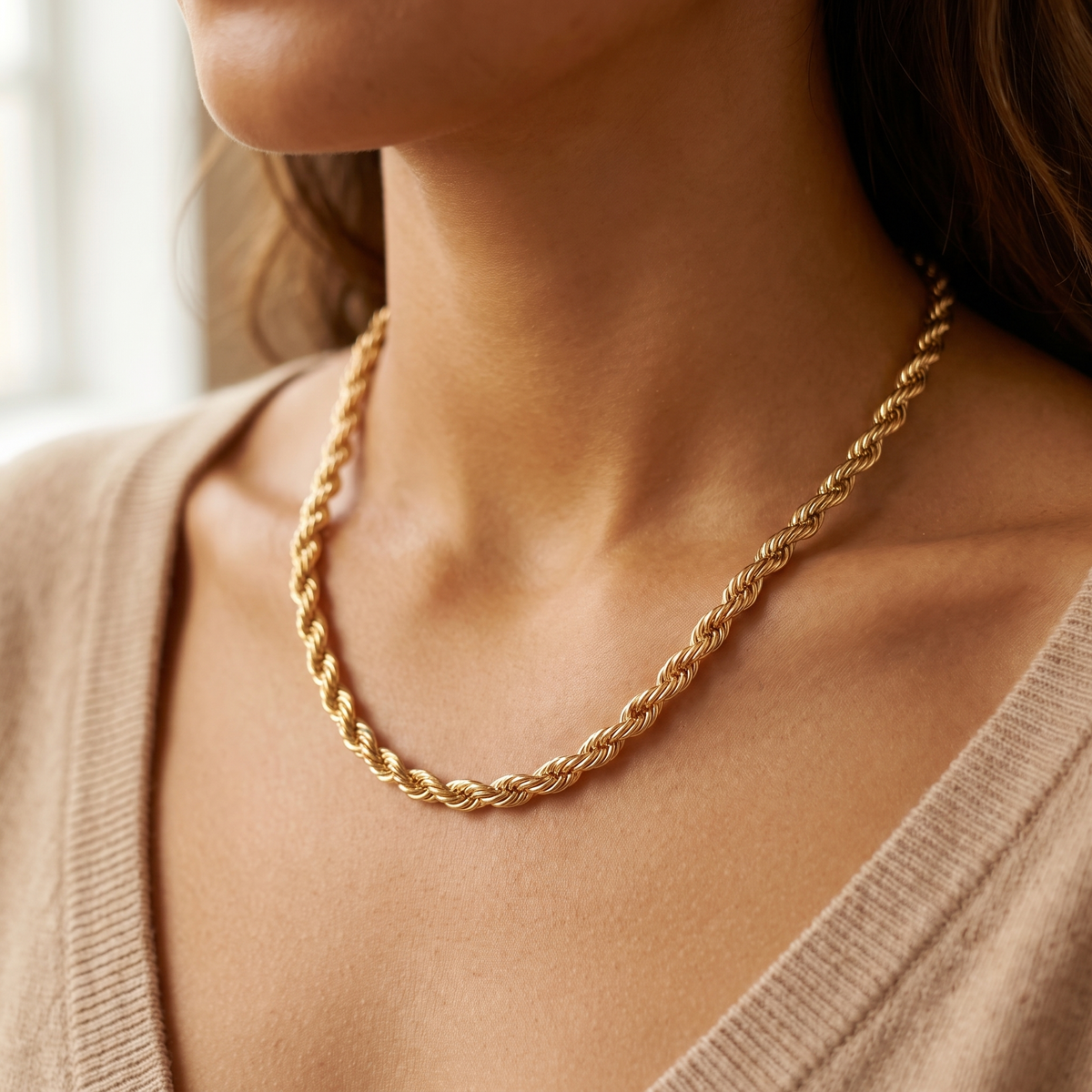 Gold Rope Chain Necklace