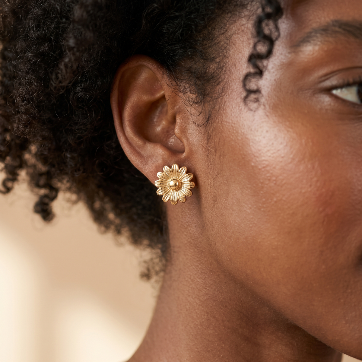 Gold Flower Stud Earrings