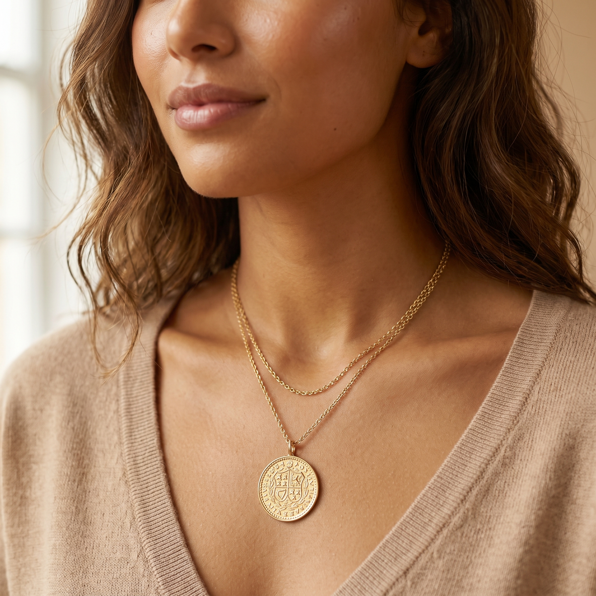 Gold Coin Pendant Necklace