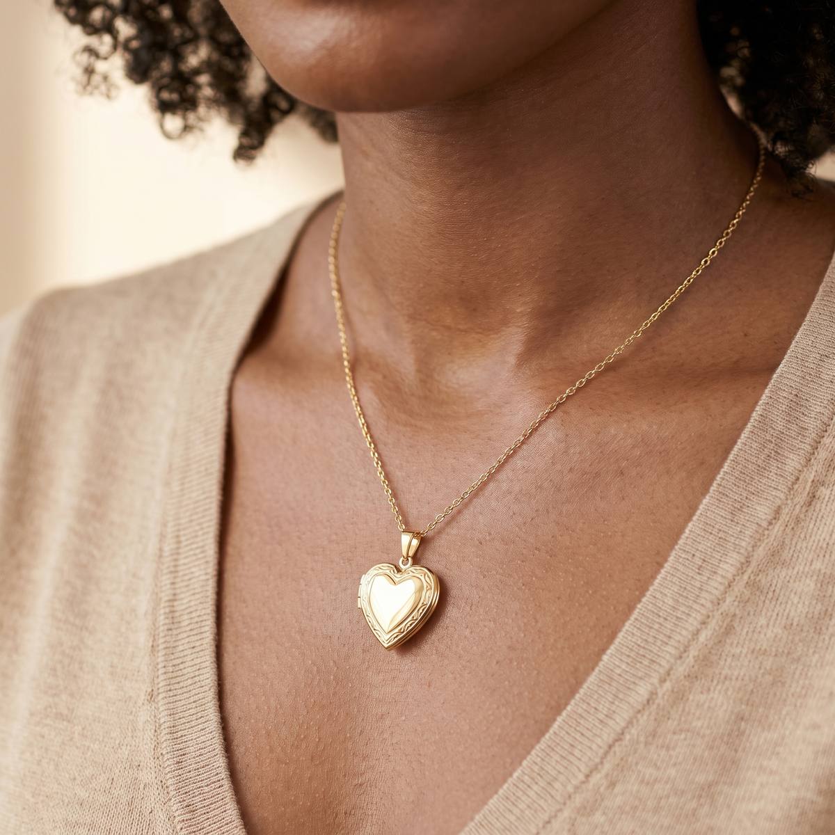 Gold Heart Locket Necklace