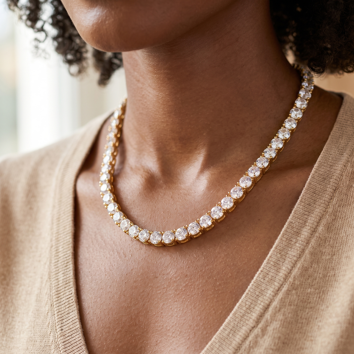 Gold CZ Tennis Necklace
